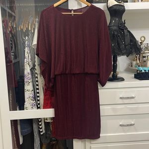 ‼️Metallic Stripe Boat Neck Dolman Elbow Short Sleeve Blouson Dress‼️